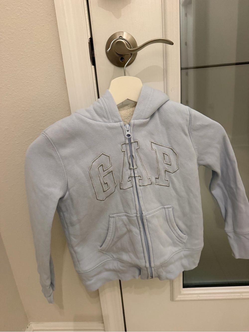 GAP Light Blue Kids Hoodie with Sherpa Lining